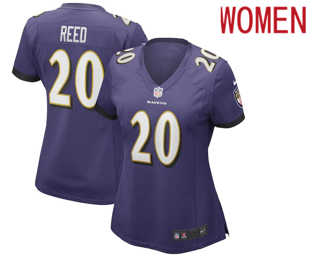 Women Baltimore Ravens 20 Ed Reed Nike Purple Game Retired Player NFL Jersey
